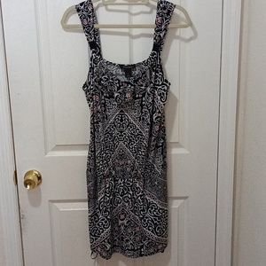 White House Black Market sleeveless dress ladies size L Black pink white Floral.